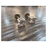 Sterling Silver Stud Earrings with Clear Stones