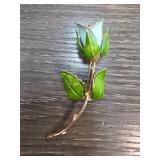 Signed Giovanni Enamel Rose Brooch