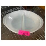 Glasbake White Divided Oval Dish