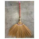 Handcrafted Natural Straw Broom With Red Handle