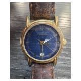 Fossil Blue Dial Wristwatch with Leather Strap