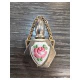 Miniature Perfume Bottle with Enamel Rose