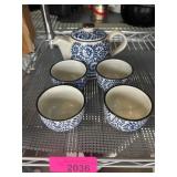Blue and White Ceramic Teapot Set