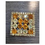 Kramer Square Rhinestone Brooch