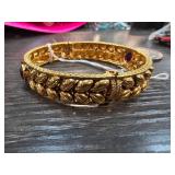 Gold-Tone Bracelet with Red Stone Accents