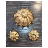 BSK Gold-Tone Pin and Clip-On Earrings Set