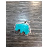 Sterling Silver Bear Pendant with Turquoise Inlay