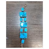 Linked Bracelet with Blue Stone Accents