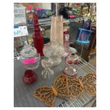 Glass Vases and Butterfly Decor