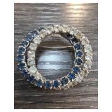 Circular Brooch with Blue and Clear Stones