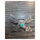Sterling Silver Eagle Brooch with Turquoise