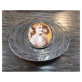 Sterling Silver Compact With Porcelain Portrait 28