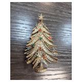 Multicolored Rhinestone Christmas Tree Pin