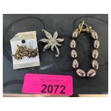Jewelry Set with Bracelet and Brooches