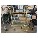 Two-Tier Brass Bar Cart with Glass Shelves