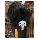 Black Leather Cap With Skull Design