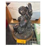Painted Cast Metal Cherub Figurine