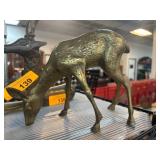 Brass Sculpture of a Grazing Deer