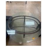 Glass-Top Table With Wrought Iron Base