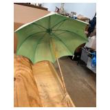 Embroidered Green Parasol With Bamboo Handle