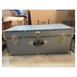 Gray Metal Storage Trunk With Latches