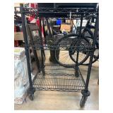 Black Metal Utility Cart With Three Shelves