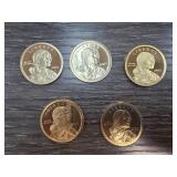 5 Proof Sacagawea One Dollar Coins