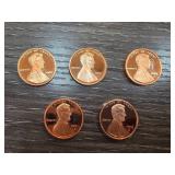 Five Proof Lincoln Cents