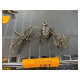 Insect and Frog Metal Figurines