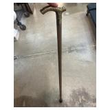 Wooden Cane With Ornately Decorated Handle