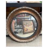 Round Wall Mirror with Ornate Frame