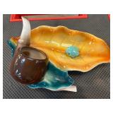 Hand-Painted Ceramic Leaf Ashtray, Japan
