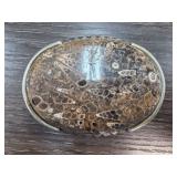 Polished Fossil Belt Buckle With Metal Backing