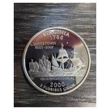 Silver Virginia 2000 Quarter Dollar Coin