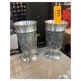 Two Decorative Pewter Cups