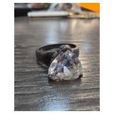 Sterling Silver Ring with Large Clear Stone