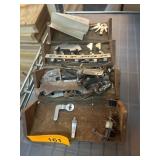 Vintage Sewing Machine Parts in Wooden Box