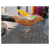 Iridescent Carnival Glass Compote Dish