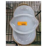 Fire King White Divided Dish With Gold Trim