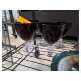 Four Ruby Glass Stemmed Compotes