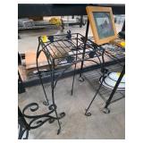Black Wrought Iron Stand With Decorative Design