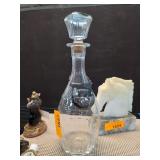 Glass Decanter With Stopper and Metal Label