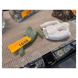 Carved Green Horse and White Stone Face