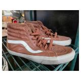 Brown Vans High-Top Shoes With White Stripe