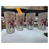 Four Kentucky Derby Themed Glasses 1962