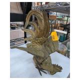 Bronze-Like Rooster Sculpture With Detailed Feathe