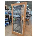 Wood-Framed Glass Door with Hardware Cutouts