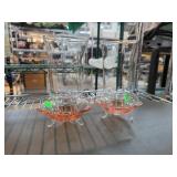 Clear and Pink Glass Candle Holders