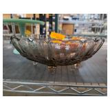 Indiana Glass Amber-Color Oval Footed Bowl