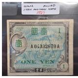 WWII Allied 1 Yen Military Currency Note